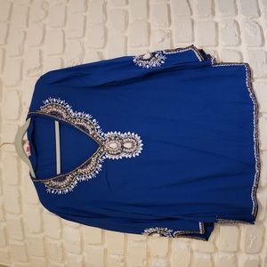 Lilly Pulitzer Blue Beaded Tunic Size S